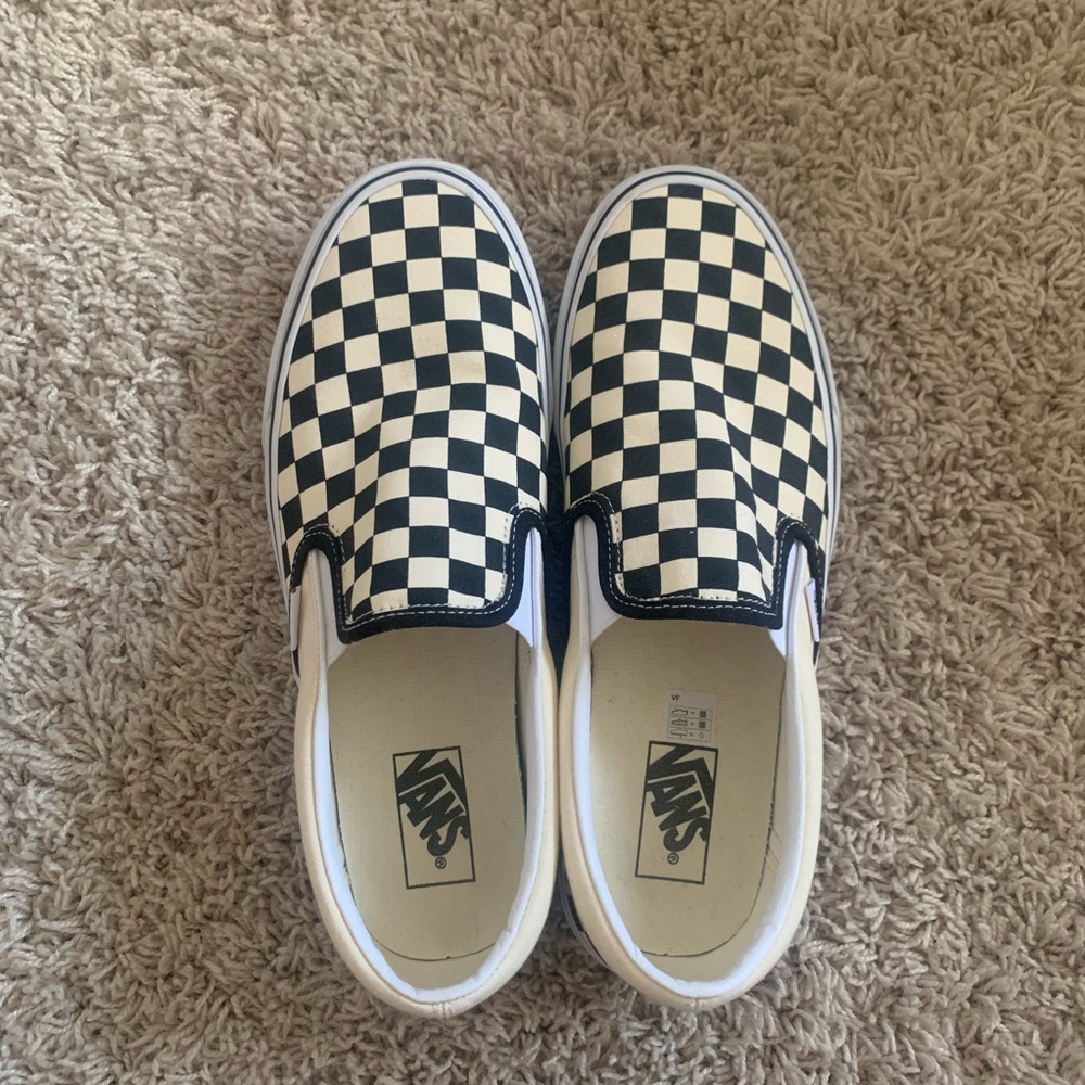 men checkered slip on vans